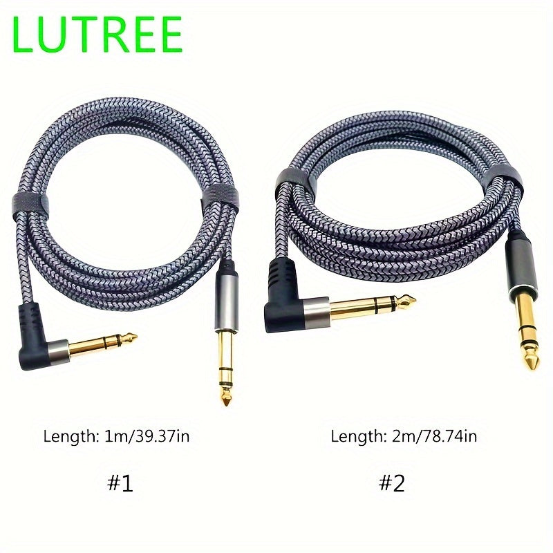 Cáble de audio LUTREE recto a curvo 6.5, triple núcleo con doble blindaje para reducción de ruido, cable para escenarios y mezclas, conexión de guitarra, piano electrónico, grabación macho a macho, bajo de madera