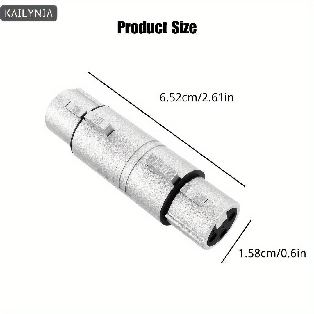Conectores adaptadores XLR macho a macho y hembra a hembra de 3 pines, compatibles con micrófonos y mezcladores, plateados, forma redonda, cable Ethernet categoría Cat5e, accesorios para equipos de audio.