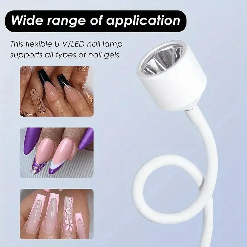 1pc/2pcs Luz Flexible para Secar Gel de Uñas Mini, Secador Plástico con USB, Herramienta de Manicura sin Aroma para Mujeres, Sin Batería ni Adaptador Incluido