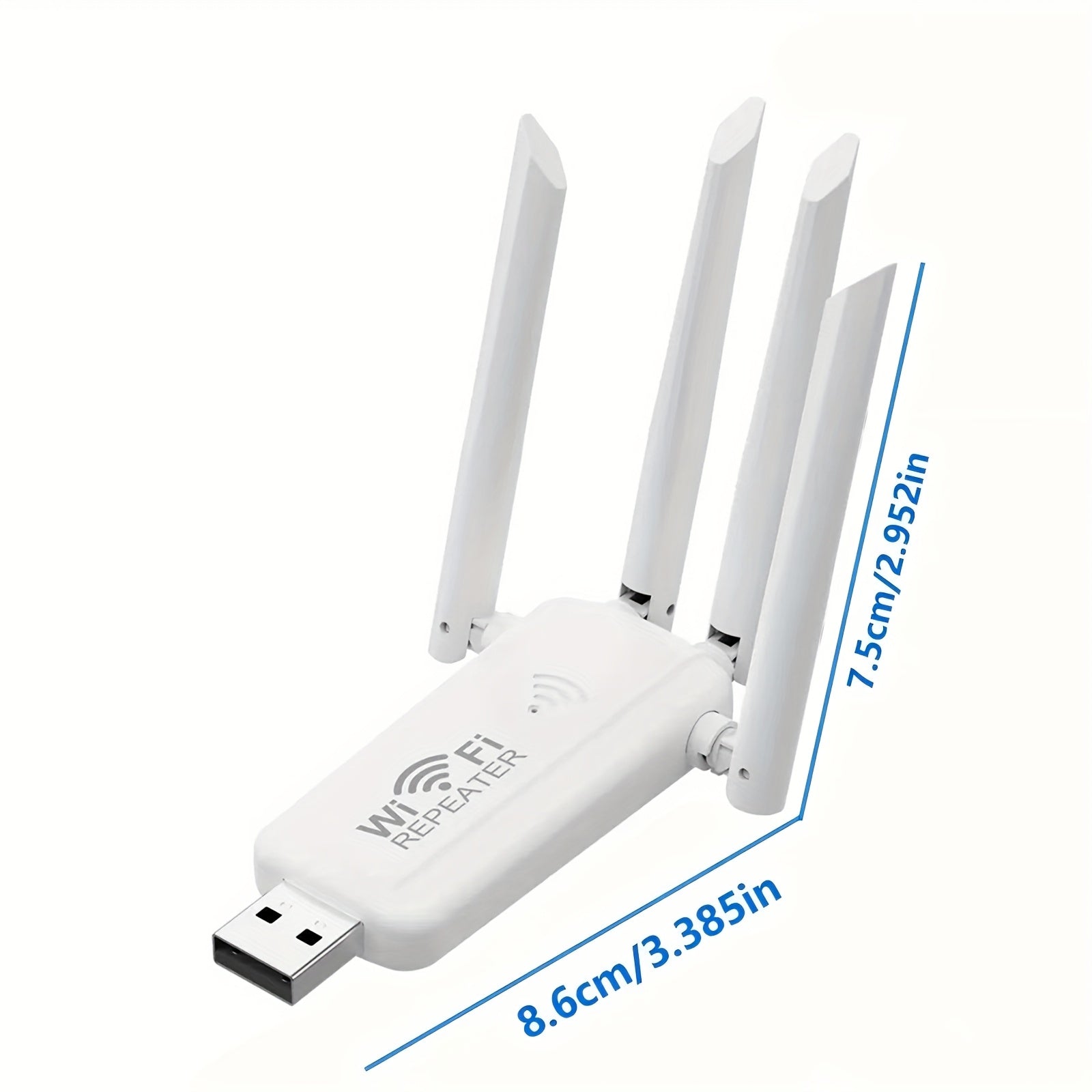 Amplificador de Señal WiFi con 4 Antenas, Amplificador de Señal de 2.4GHz, Alimentado por USB, Velocidad de Datos de 300Mbps, Fuerte Penetración de la Señal para Hogar y Oficina, Conectividad Wi-Fi, Compatible con RouterOS, Amplificador de Señal WiFi par