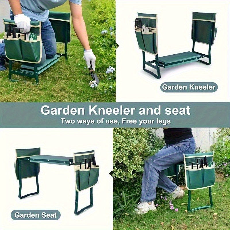 Taburete de Jardinería Oxford Nuevo y Duradero con Bolsa para Herramientas - Organizador Portátil Multiusos para Cuidado del Jardín, Patio y Césped, Bolsa de Almacenamiento para Herramientas de Jardinería