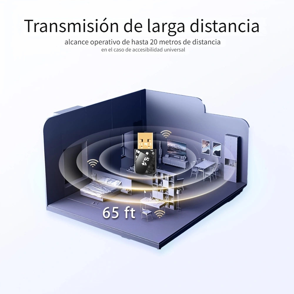 Adaptador sin varillas Wimotek 5.4 para PC/Computadora - Conectar y Listo, Compatible con Versiones Anteriores de 5.3/5.1/5.0/4.2/4.1/4.0, Sin Controladores en Windows 11/10/8.1, Conecta 7 Dispositivos al mismo Tiempo, Adaptador WiFi para PC