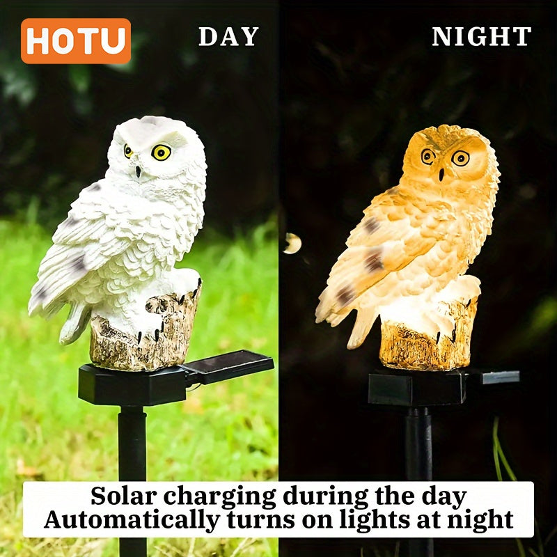 Estatuilla Solar para Exteriores, Decoración de Búho para Jardín, Luz Plástica Ahorradora de Energía con Iluminación LED Temática Animal para Todas las Estaciones, Adorno Navideño y para Césped o Patio