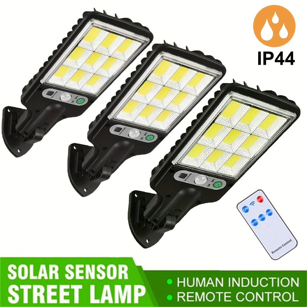 3piezas Luz Solar de Sensor de Movimiento con Control Remoto, Luz de Seguridad Alimentada por Panel Solar, Luz de Camino para Jardín, Garaje, Patio Trasero