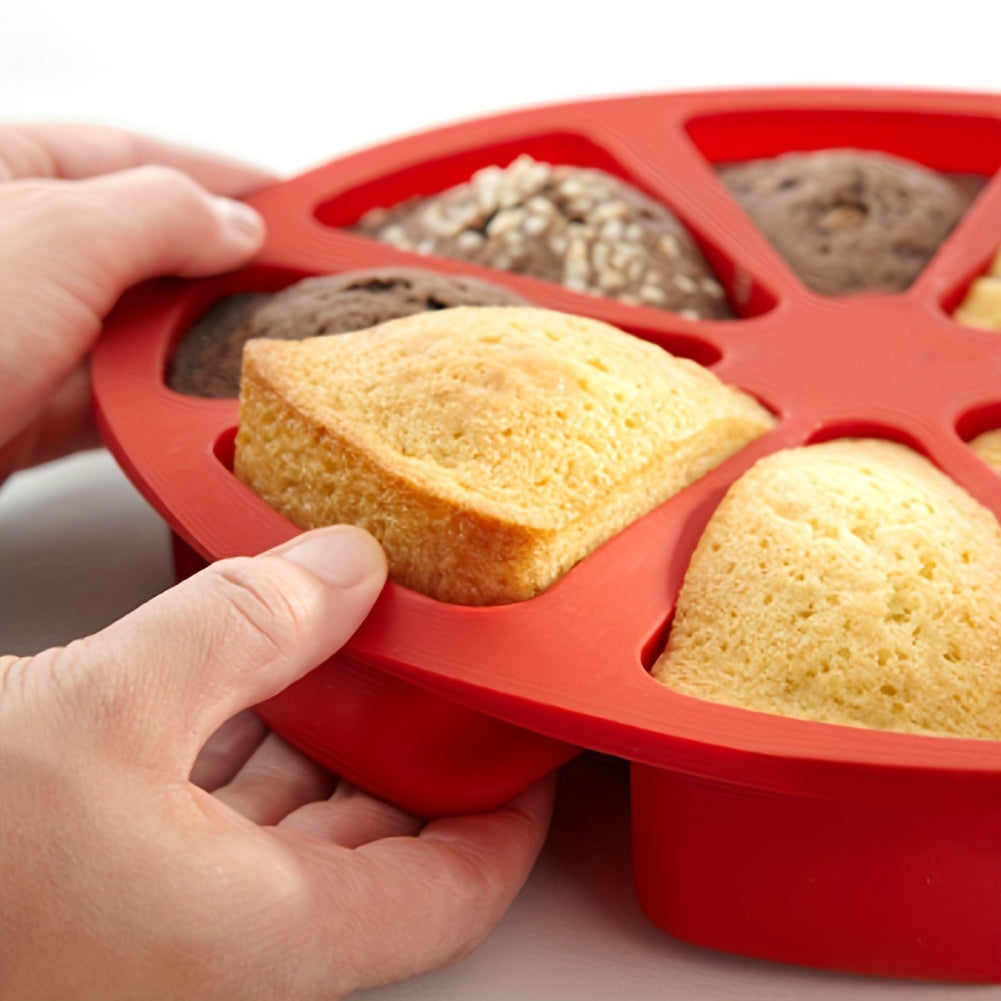 1pc Molde de Silicona, Molde de Horneado de Silicona Antiadherente Fácil de Desmoldar, Molde de Pastel de Porción con 8 Ranuras Triangulares para Brownies, Muffins, Cheesecake, Pan de Maíz, Herramientas Manuales de Cocina para Horno