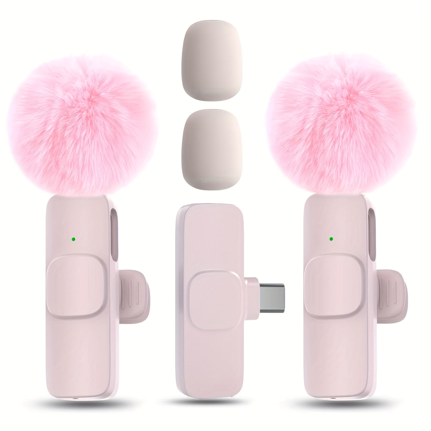 Sistema de micrófono lavalier inalámbrico con clip, omnidireccional, USB-C, grabación de un toque, carga USB, con batería de polímero de litio recargable, para streaming y videoconferencia