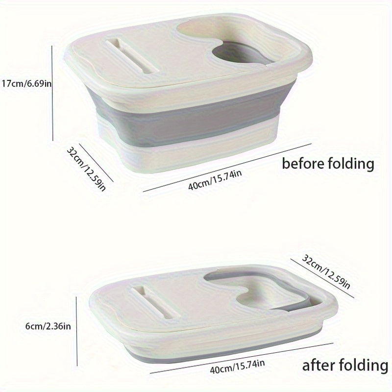 Baño de pies plegable y portátil - Diseño ergonómico con agarre antideslizante, resistente al desgaste, hecho de plástico, sin necesidad de electricidad para el hogar y viajes, recipiente de inmersión relajante con tapa, diseño compacto para espacios peq