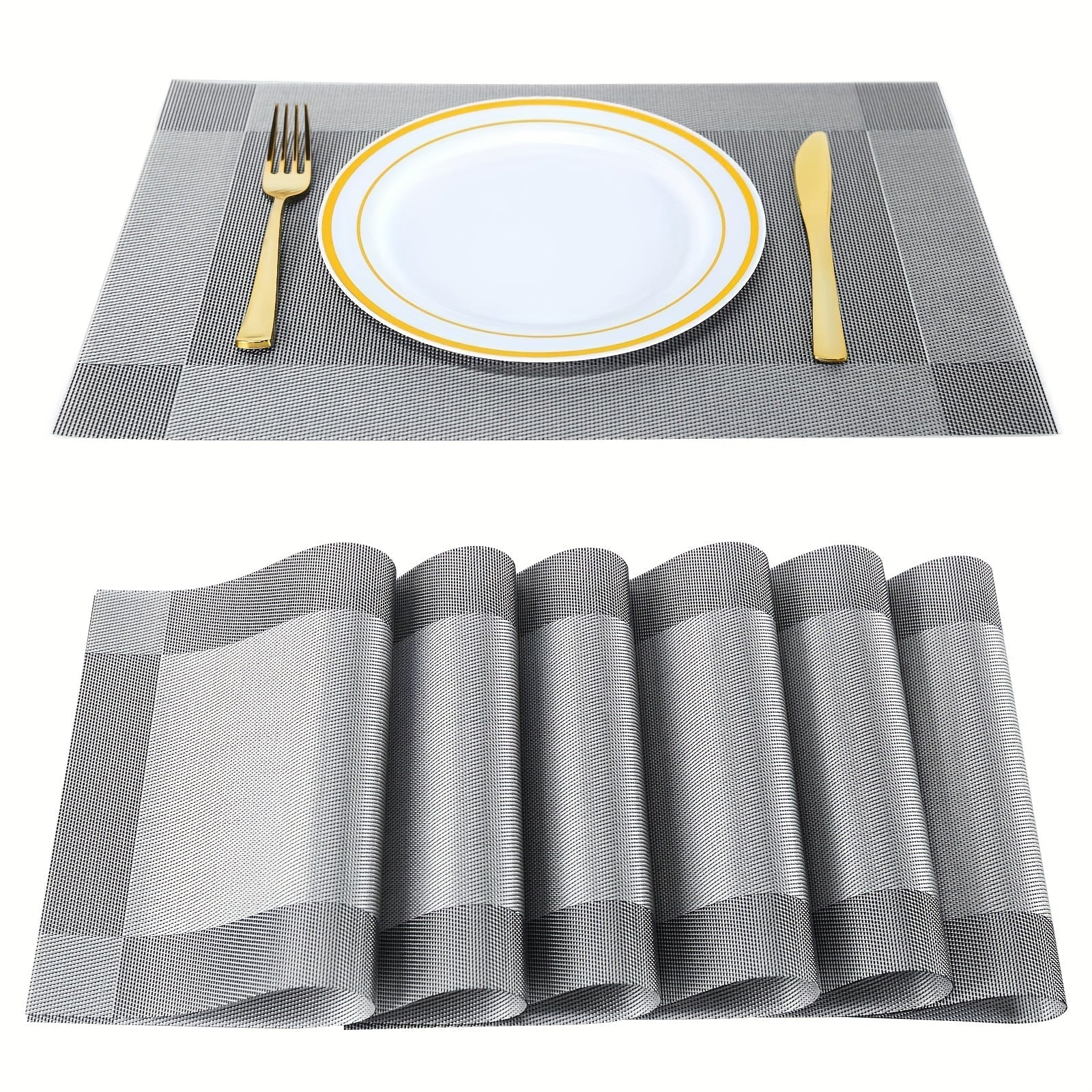 4/6/8 Piezas, Manteles Individuales De PVC, Manteles Individuales Antideslizantes Resistentes Al Calor, Manteles Individuales De Vinilo Lavables, Manteles Individuales De Vinilo Lavables Para Interior/exterior Para Mesa De Comedor, Manteles De Mesa De Te