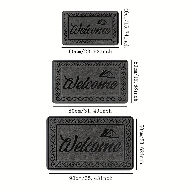 1pieza Alfombrilla de bienvenida duradera - Alfombrilla rectangular de poliéster con respaldo de PVC, lavable en máquina, alfombra de entrada para hogar, oficina, patio, porche y garaje