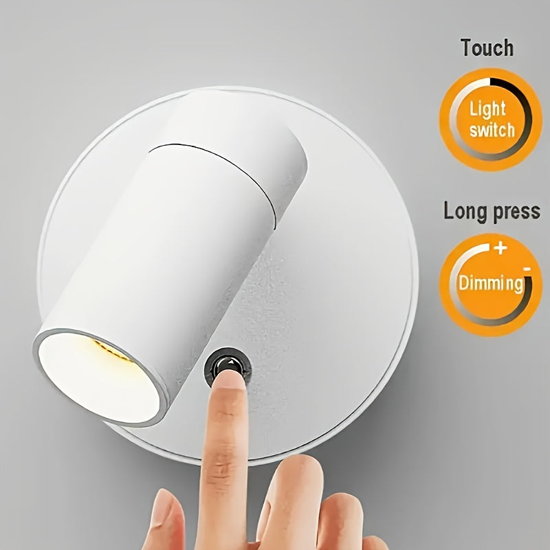 1 pieza Luz Nocturna Giratoria de 360°, Alimentada por USB con Batería de Litio Recargable, Lámpara de Lectura LED Magnética, Brillo Ajustable al Tacto, Adecuada para Dormitorio junto a la Cama, Armario, Sala de Estar, Escritorio, Decoración de Barra, Cu