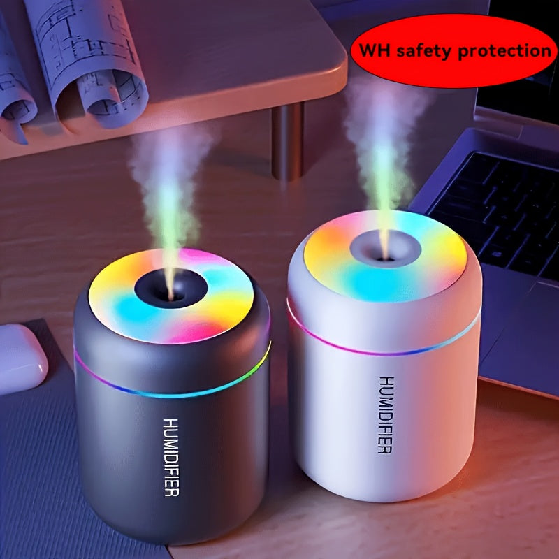 MIBATENG Humidificador con alimentación USB y difusor de aceites esenciales - Luz de estado de ánimo LED de 7 colores, dispositivo de aromaterapia silencioso de 6.09oz para dormitorio, coche, dormitorio | Compacto, portátil, no necesita batería, ideal re