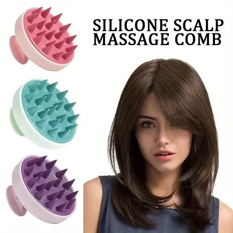 Peine de masaje de silicona para el cuero cabelludo, cepillo de champú, masajeador corporal para el cuidado del cabello, cabezal de ducha, herramienta de baño desenredante, suave para el cuero cabelludo, duradero, opciones multicolores.