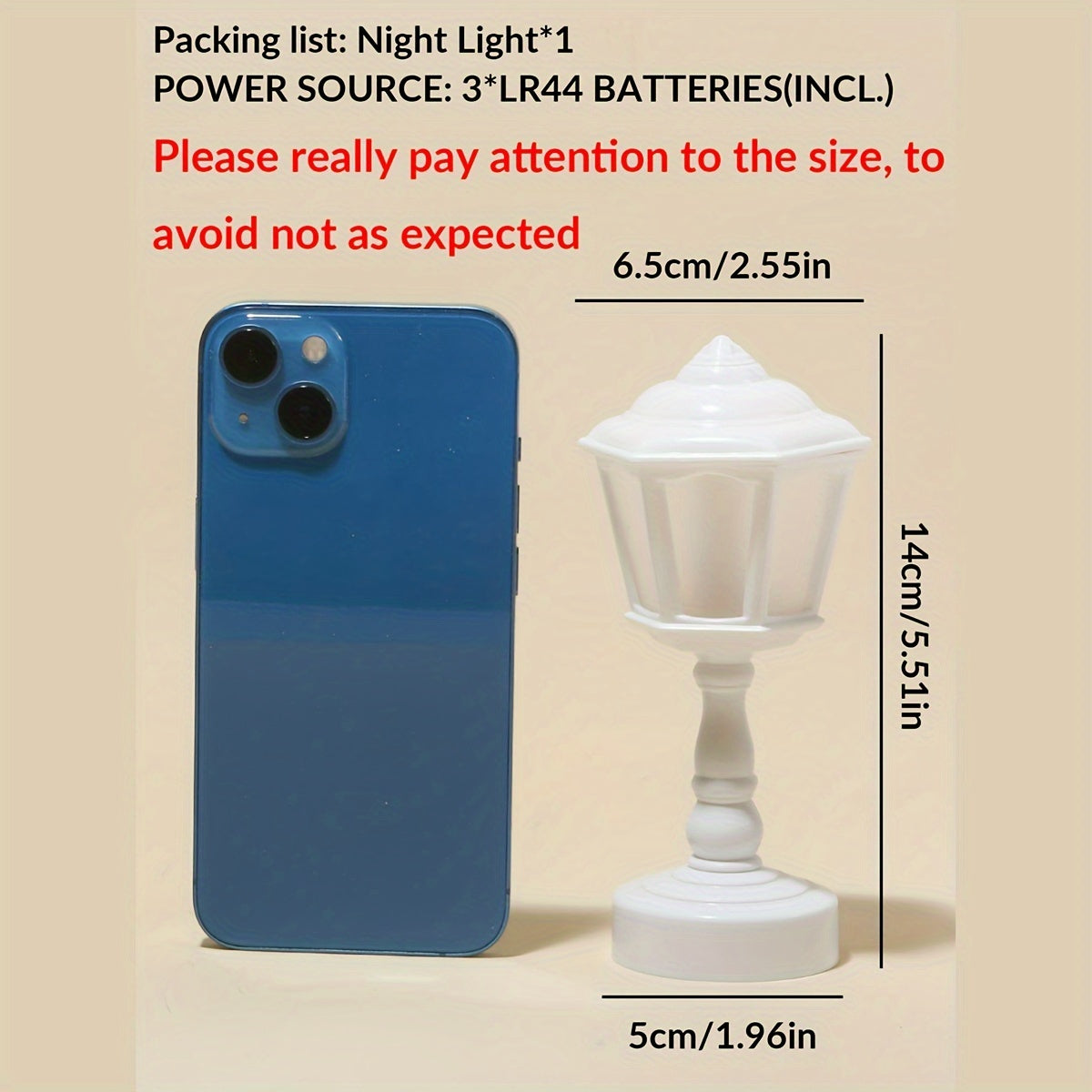 Moderna Lámpara de Calle en Miniatura Luz Nocturna, 1pc Luz Nocturna Decorativa de Mesa con Acabado de Metal Pulido, Luz Superior Alimentada por Batería, Color Sólido, Tema Espacial, para Decoración de Dormitorio, Regalo Ideal para Navidad y Año Nuevo