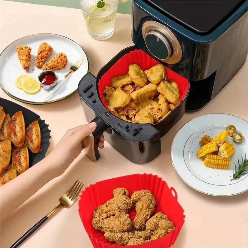 Revestimiento de silicona para freidora de aire - Bandeja de pizza y pollo frito reutilizable, accesorio de cocina de alta temperatura