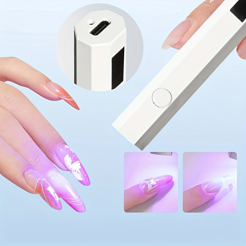 Lámpara LED para arte de uñas FEIYBA - Portátil, recargable por USB, diseño compacto con pantalla digital, ideal para manicura y pedicura, lámpara para arte de uñas, herramienta de manicura, herramienta de belleza elegante, cuerpo de plástico duradero