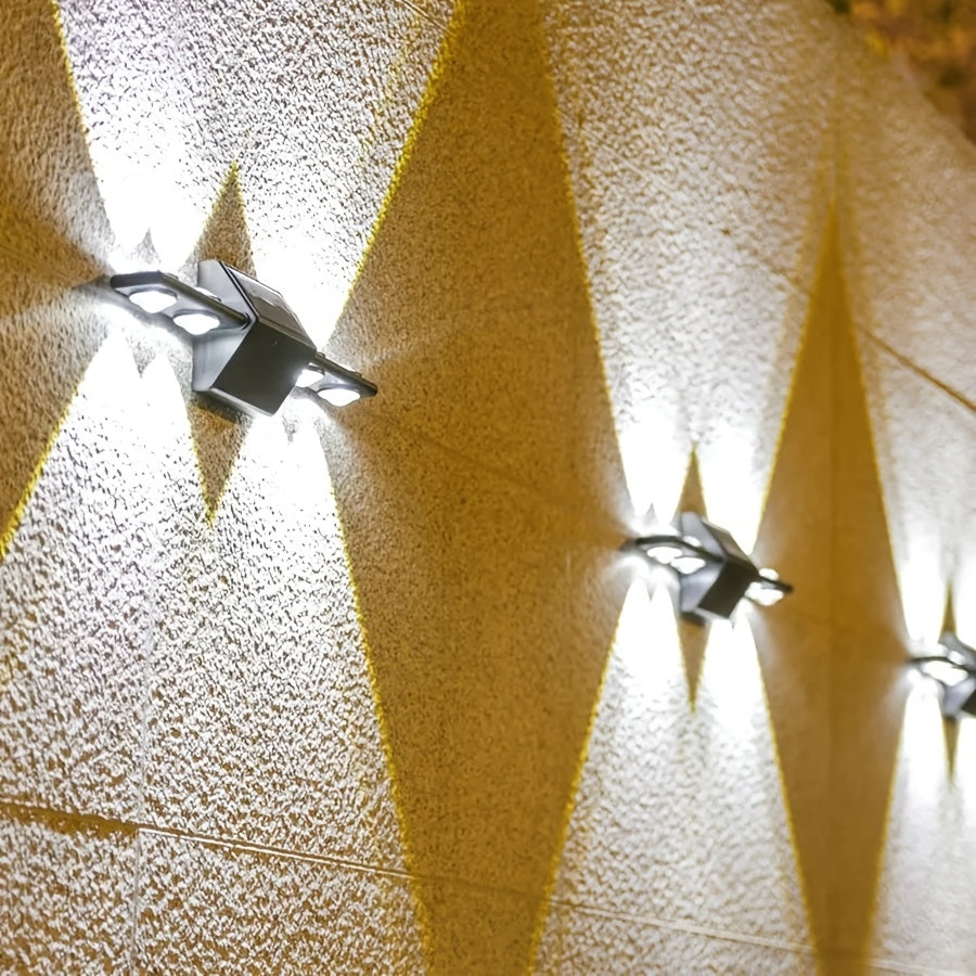 Lámpara de pared LED con energía solar y base desmontable - Iluminación exterior para jardín, terraza y patio, clasificada IP44, batería de níquel, montaje semi-inclinado, diseño de plástico negro, luz de decoración para jardín | Diseño de lámpara de par