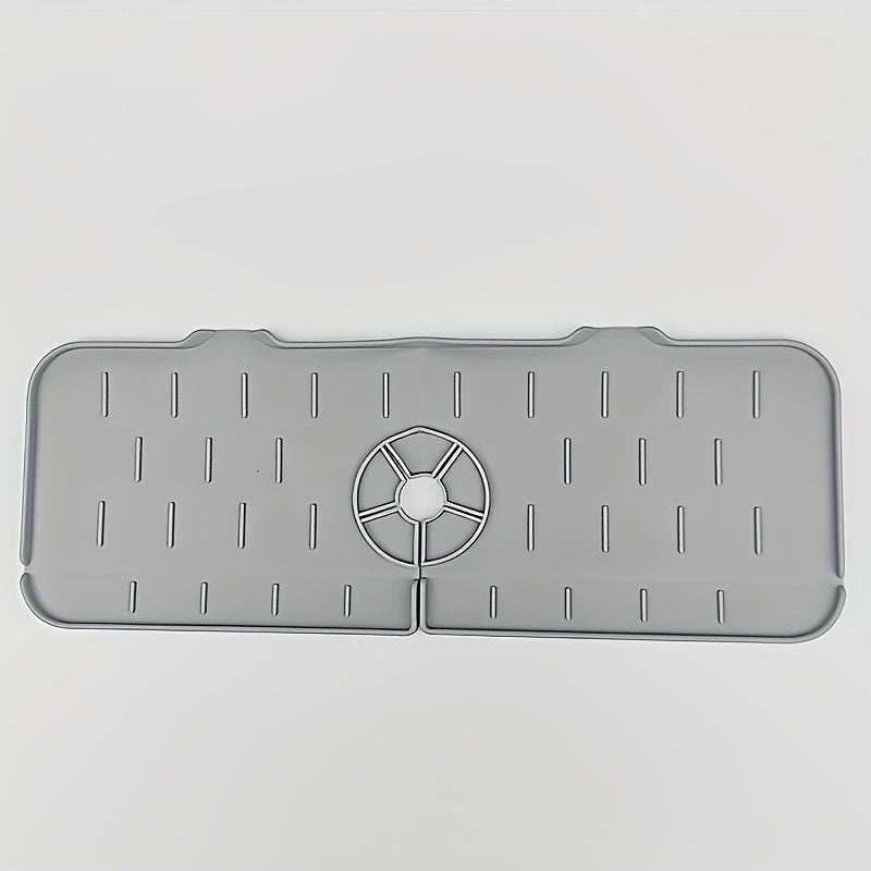 Bandeja Antideslizante de Silicona para Grifo, Protector Impermeable y Secado Rápido con Diseño Inclinado 5° para Control de Flujo de Agua, Anti-Reflujo Multiusos, Bordes Plegables Fáciles de Limpiar, Tapete Resistente al Calor para Secar Platos en Encim