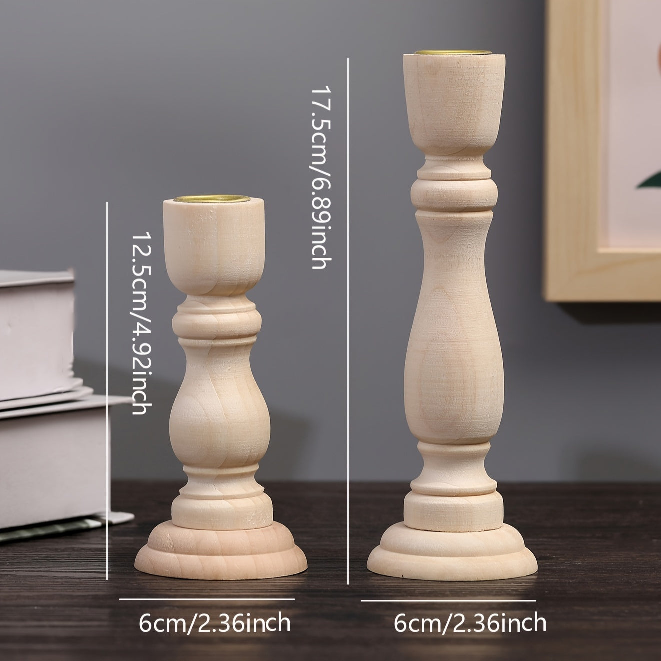 Conjunto de 2 Piezas de Candelabros de Madera Retro, Decoración Romántica de Escritorio, Adecuado para Fotografía, Aniversario, Cumpleaños, Cena de Citas, Decoración del Hogar en la Sala de Estar, Perfecto para San Valentín, Año Nuevo, Navidad