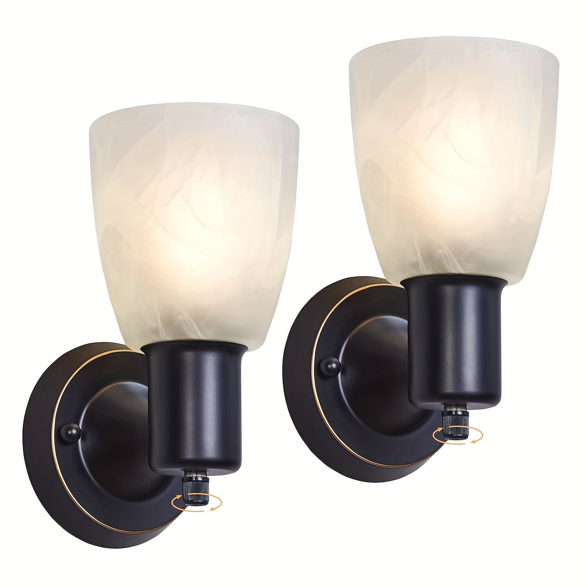 Lámpara de pared moderna para granja con interruptor giratorio - Acabado de níquel cepillado, montaje semienterrado, metal ligero y duradero, ideal para decoración de baño, dormitorio o sala de estar, luz de pared para baño, luz de pared rústica, ilumina
