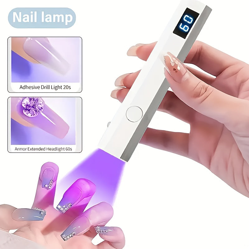 Luz LED para uñas recargable por USB con pantalla digital - Lámpara de curado portátil, batería de litio, control de botones para cuidado de uñas de alta calidad, lámpara LED para manicura.