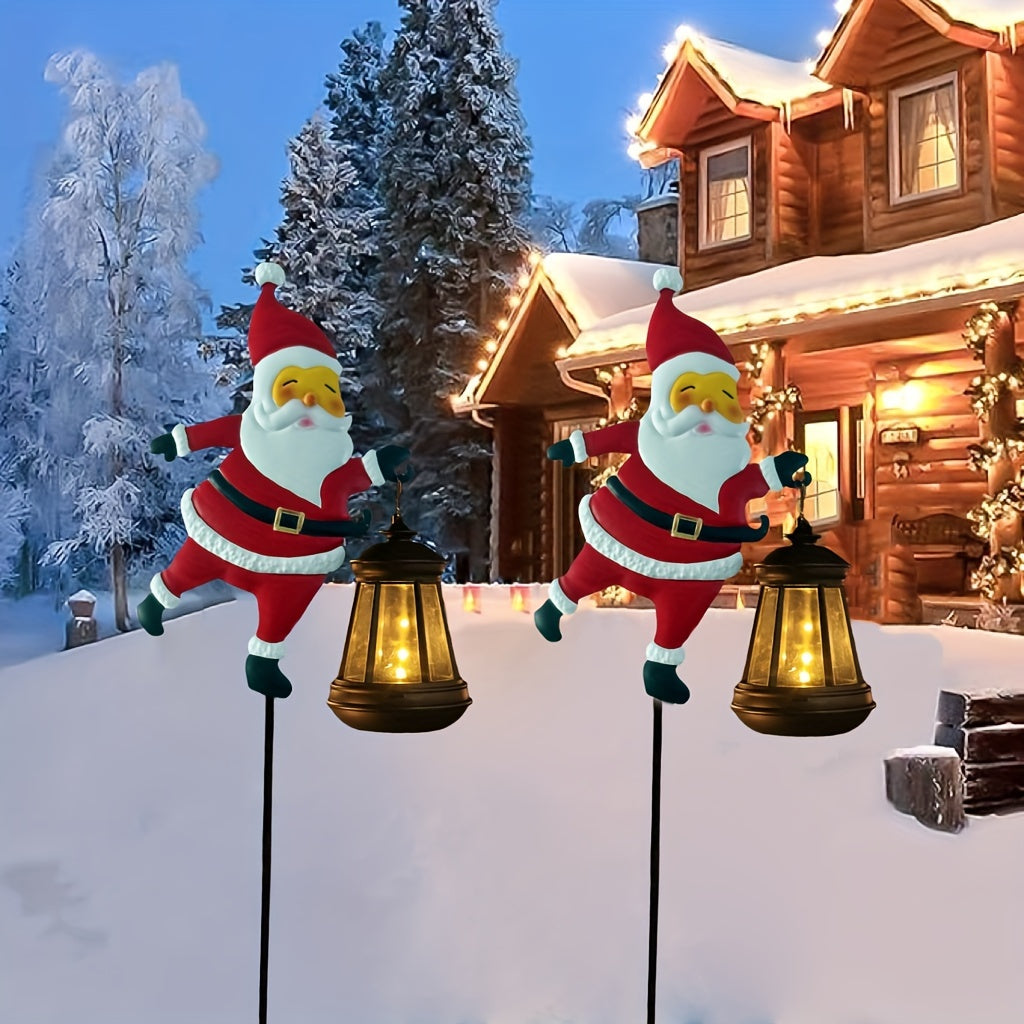 Luces Navideñas Solares - Decoración de Jardín LED Santa Claus IP44, Luces Antiguas para Hombre y Palacio, Iluminación Exterior para Césped, Patio, Caminos y Paisajismo, Ideal para Navidad y Halloween