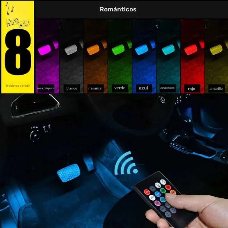Tira de luces LED RGB universal para autos, lámparas de ambiente interior con 8 colores, accesorios decorativos para SUV 4x4 y vehículos todo terreno, sin batería
