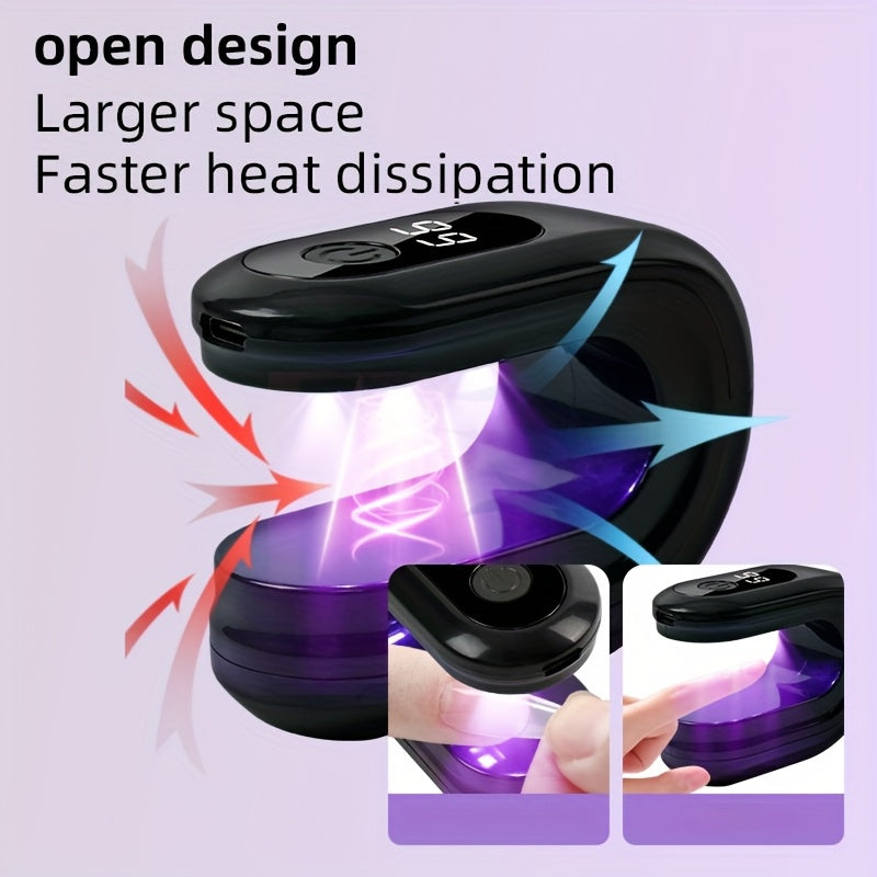 Linterna Portátil Mini para Uñas con Pantalla Digital, Modos de Temporizador 30s/60s, Batería de 500mAh, Secador de Gel USB para Diseños de Manicura y Uñas en Casa o Salón