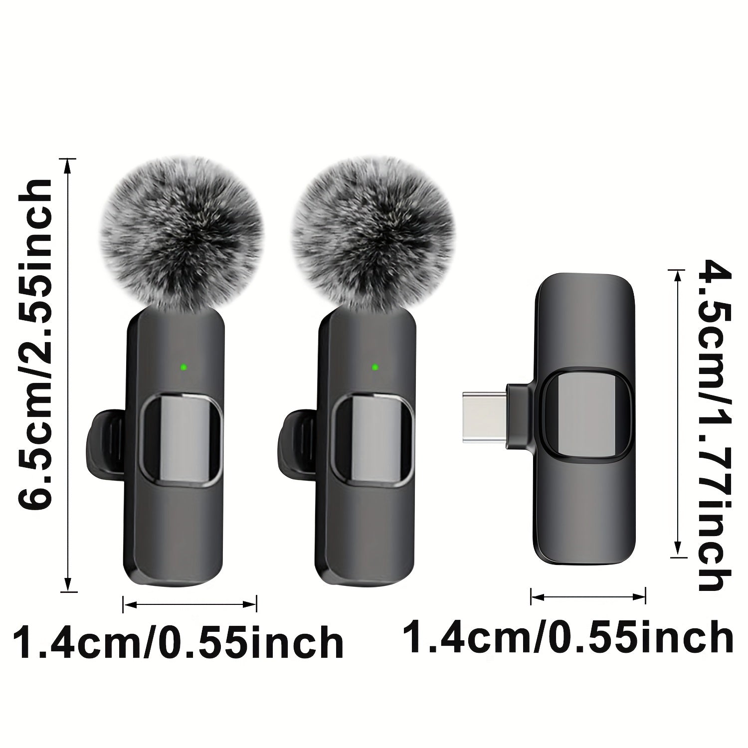 Micrófono sin varillas para Teléfono, Android, Cámara, Micrófono USB-C, Micrófono de Solapa sin varillas, Micrófono Mini, Micrófono con Cancelación de Ruido para Entrevistas, Vídeos y Podcasts