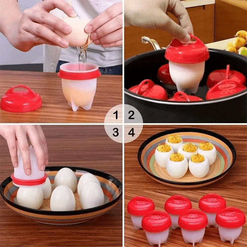 Paquete de 6/12 Tazas Cocedoras de Huevos de Silicona - Antiadherentes, Resistentes al Calor hasta 248°F, Diseño Fácil para Romper y Verter para Huevos Escalfados Sin Cáscara e Huevos Duros Perfectos, Utensilios de Cocina para la Casa