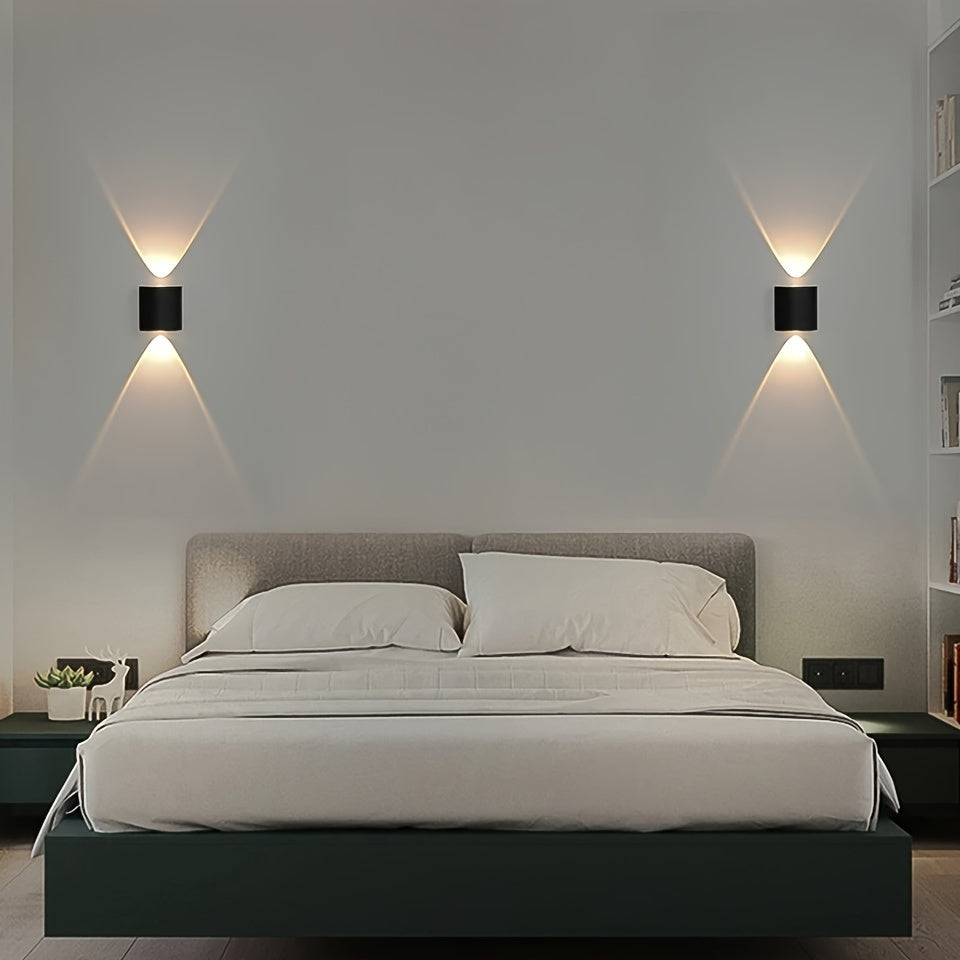 Lámpara de pared LED PIBAOGU 2W, luz moderna hacia arriba y abajo, carcasa de ABS, aplique para interior/exterior, ideal para dormitorio, baño, porche, pasillo, sala de estar, escaleras - cableado directo, 85V-265V