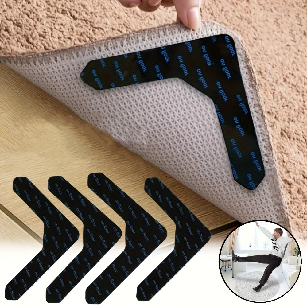 4/8/16/24pcs Pegatinas para Alfombras de Alta Calidad Antideslizantes y Anti-taladro Adecuadas para Salón, Comedor y Baño, Evitan que las Alfombras se Muevan y se Enrollen los Bordes