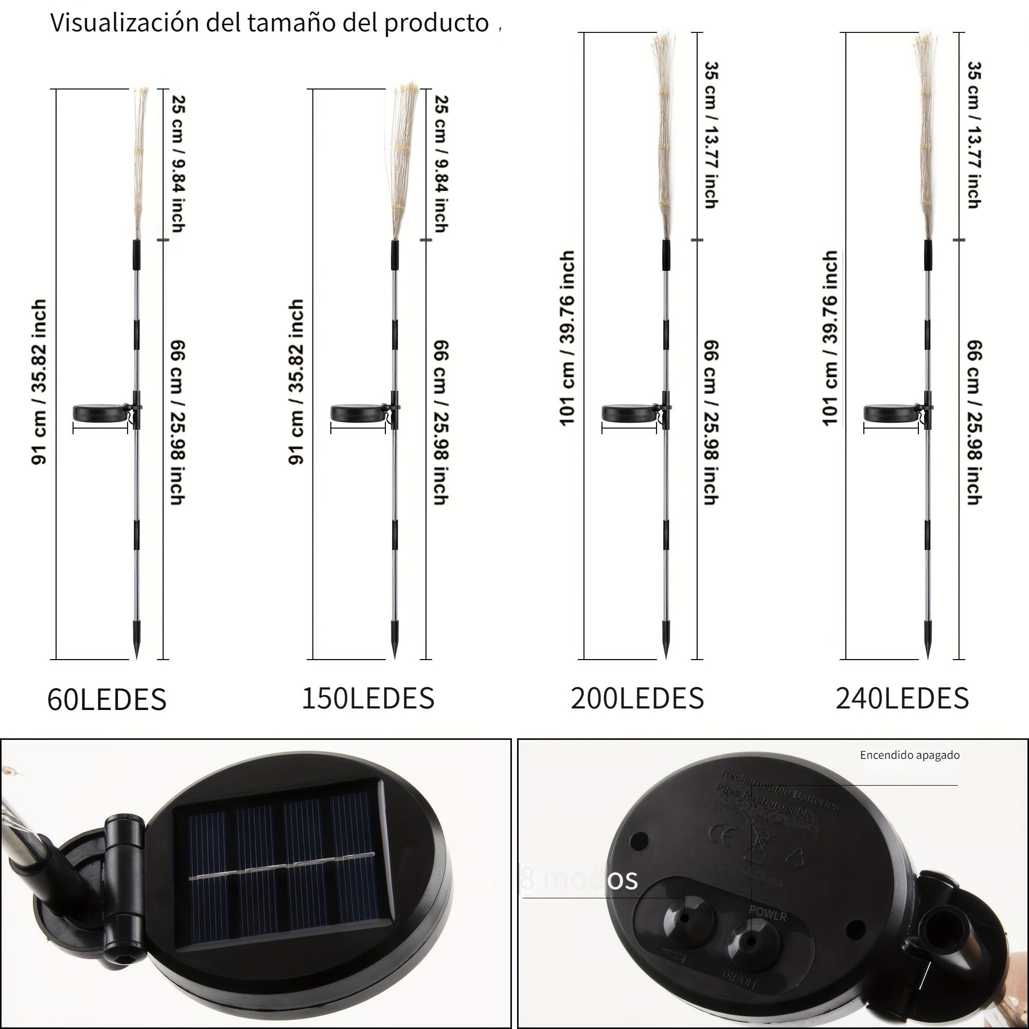 Luces Solares para Jardín de 1 Pieza - 8 Modos, Ilumina tu Jardín con Luces de Fuegos Artificiales Solares - ¡Luzes LED Exteriores DIY de 60/150/200/240! Iluminación Decorativa Exterior IP54