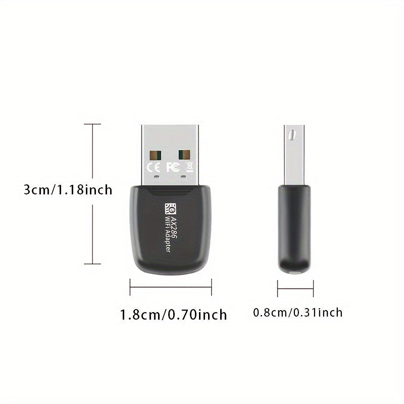 Adaptador sin varillas WiFi6 USB de 286Mbps, Tarjeta LAN inalámbrica para escritorio y portátil, 2.4 GHz, compatible con el protocolo sin varillas 802.11ax, mejor transmisión y cobertura, mayor rendimiento a través del muro, solo compatible con Windows/7