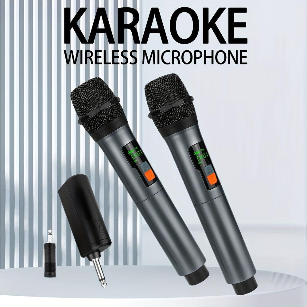 Sistema de Micrófono Dinámico sin varillas Recargable Doble con Botón de Eco/Silencio para Karaoke en Casa y Reuniones
