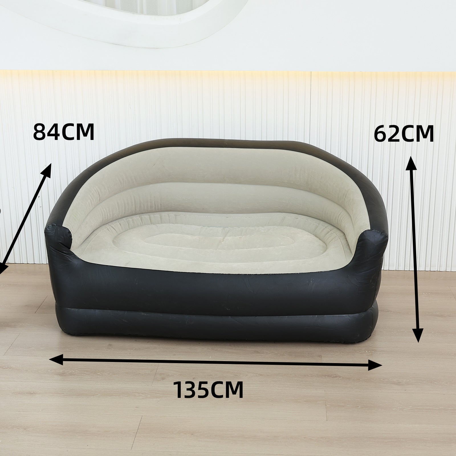 Sofá inflable doble con bomba de pie, nuevo sofá inflable de felpa para todas las estaciones, diseño portátil para una relajación fácil.