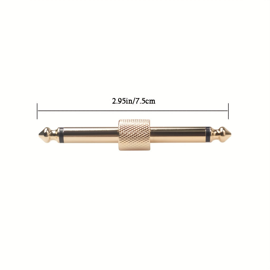 Acoplador para pedales de guitarra profesional, conector TS recto de 1/4 de pulgada para unir pedales de efectos, acabado dorado