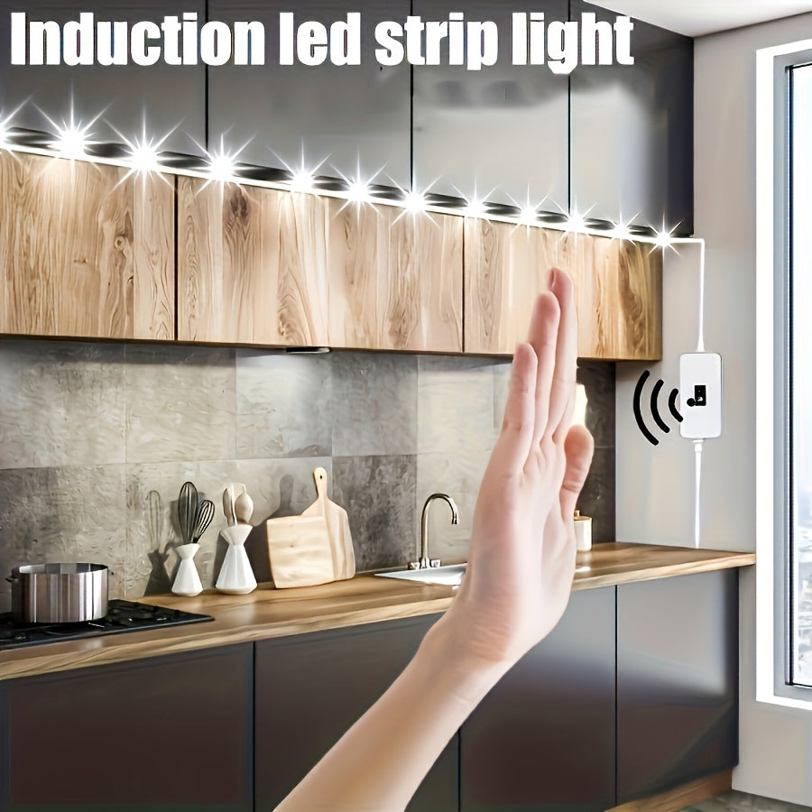 Tira de luces LED inteligente de 5V con sensor de movimiento - Control fácil de encendido/apagado, luz cálida/blanca, ideal para TV, cocina, gabinetes y armarios - Incluye cinta adhesiva de doble cara