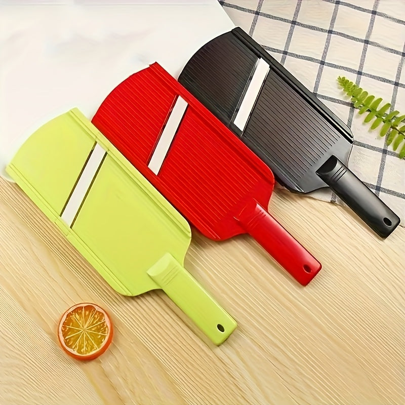 Rebanador manual tipo mandolina, cuchilla de acero inoxidable, cortador portátil de frutas y verduras de plástico, diseño ergonómico, sin necesidad de electricidad, ideal para repollo, bok choy y ensaladas