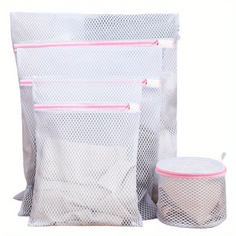 4 bolsas de malla para ropa resistentes de poliéster con cierre de cremallera segura, bolsas de lavado para prendas delicadas, ropa interior, ropa - lavable a máquina, varios tamaños para lavadoras estándar, protector de prendas, diseño compacto, constru