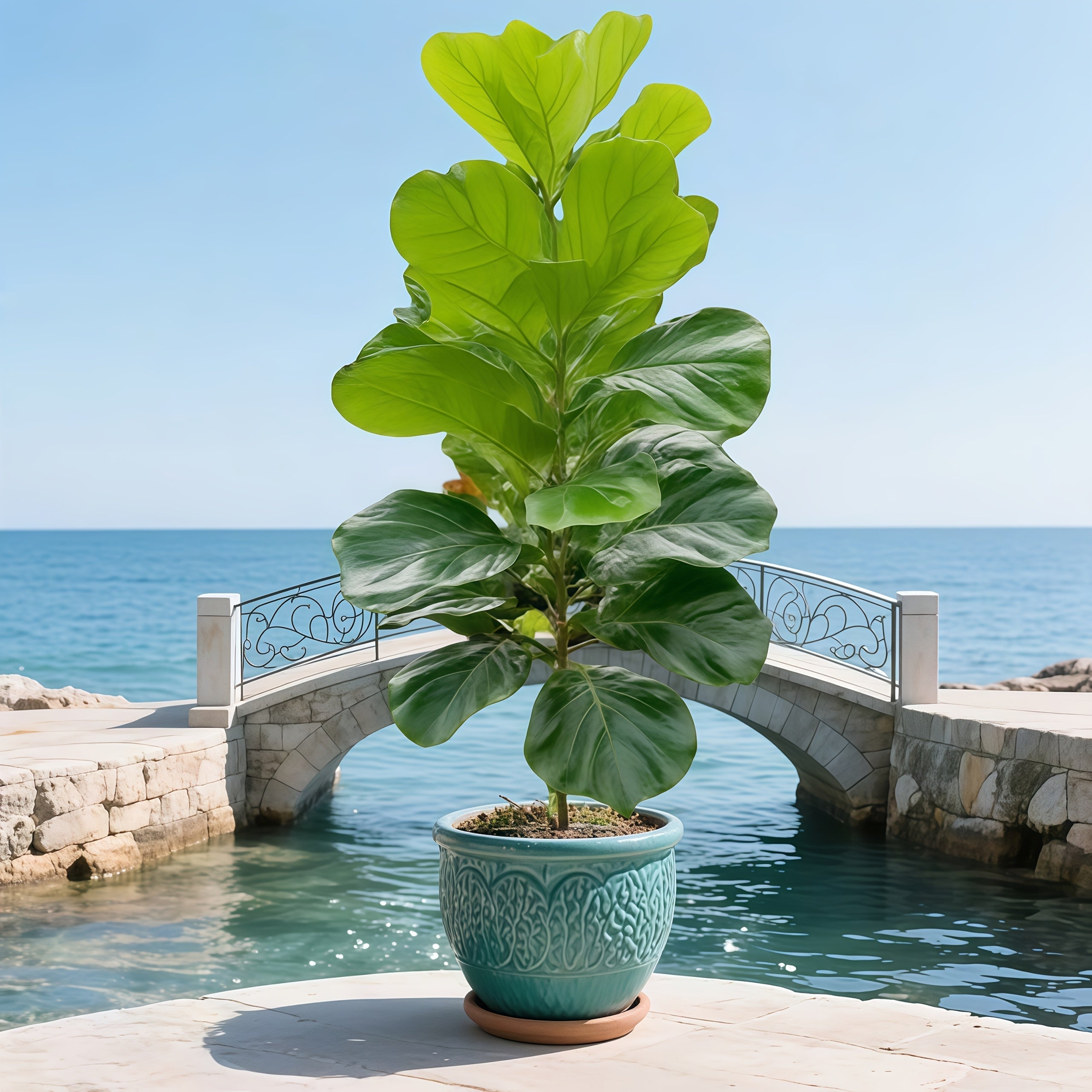 Árbol de Palma Artificial Grande Bonsái de 40.1 Pulgadas con 23 Hojas - Decora tu Jardín con un Toque de Naturaleza - Árbol Falso Tropical de Selva con Hojas Amatista, Realista y Sin Necesidad de Riego o Mantenimiento - Ideal para Acción de Gracias, Navi