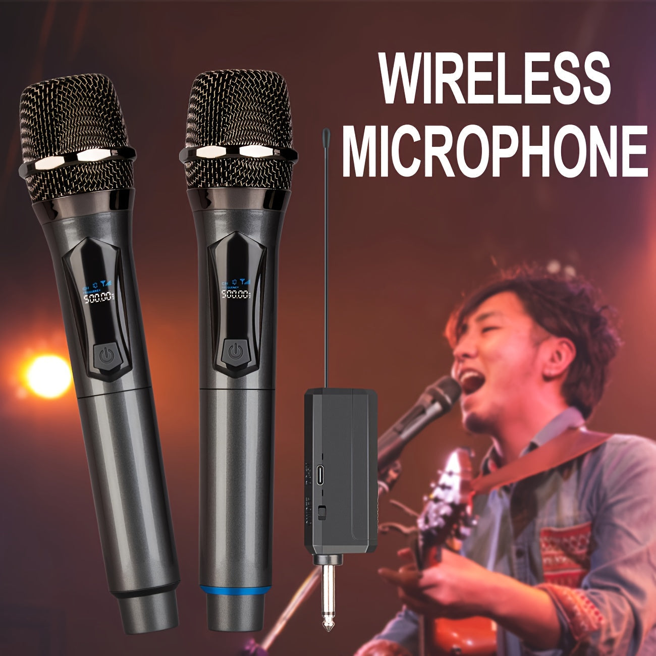 Sistema de micrófono inalámbrico Bomaite con batería recargable para fiestas, reuniones, bodas - Conector jack de 6.35 mm, carga USB, batería de litio de 1200 mAh, potencia máxima de 20W, puerto de carga tipo C