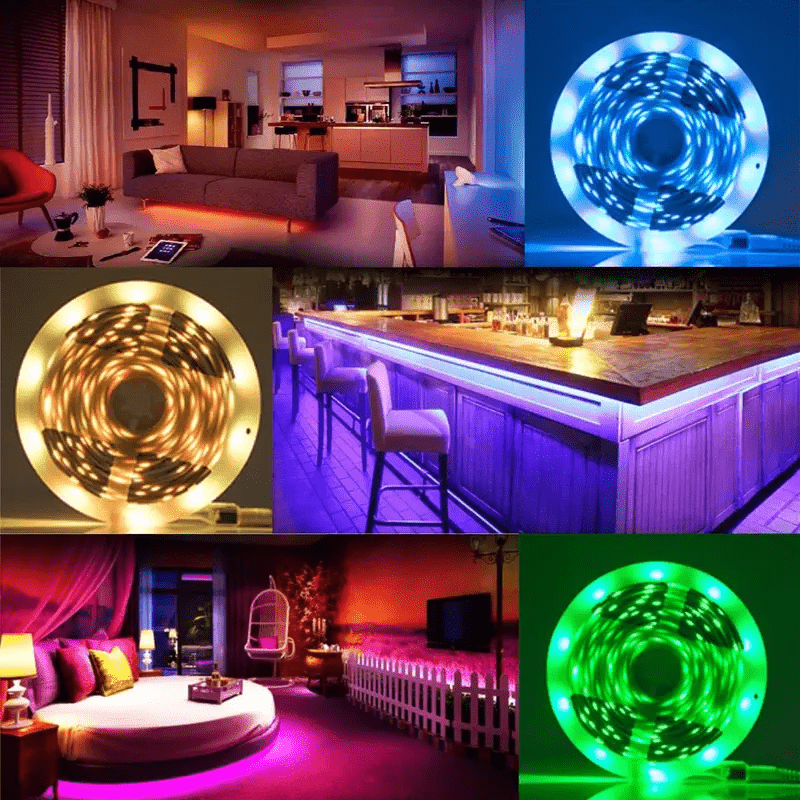 Luces LED para dormitorio, tiras de luces LED sincronizadas con música ultra larga, modo de flujo de encendido de un solo clic, adecuadas para fiestas, decoración del hogar, dormitorio, cocina, bar, techo, decoración de habitación de estudiantes.