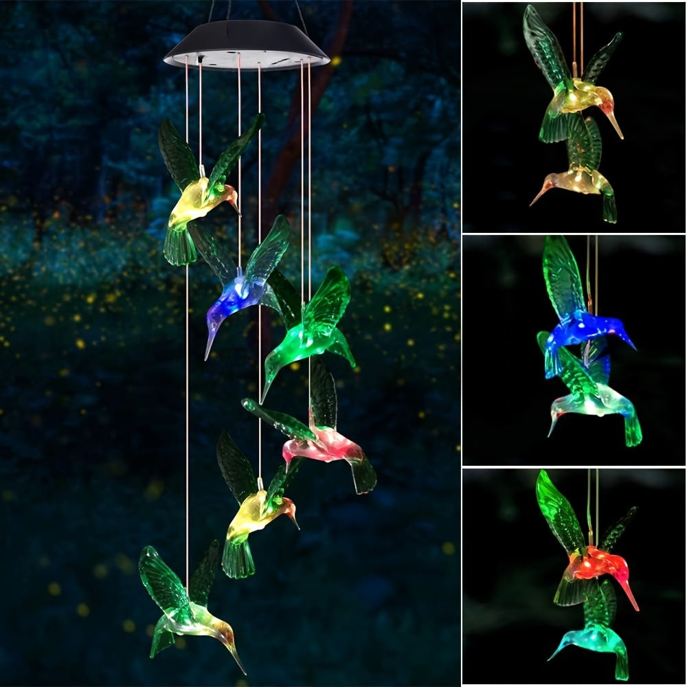 Carillones de viento para exteriores que cambian de color con colibríes verdes, regalo perfecto para madres, abuelas, esposas, hijas y hermanas, ideal para decoración de jardín