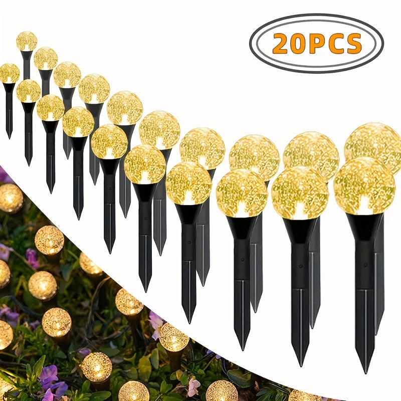 20 piezas de luces solares para jardín, lámparas de césped impermeables para exteriores con 8 modos de iluminación, encendido automático/apagado, construcción metálica, tema floral, control de botón, ideal para Navidad, bodas, fiestas, camping, decoracio