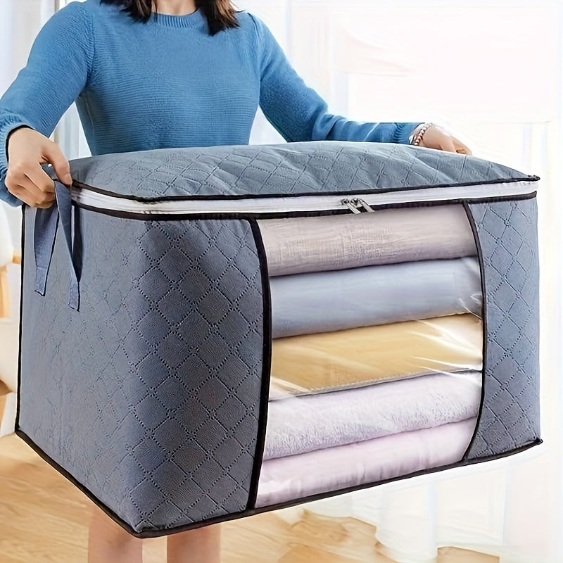 Bolsa de almacenamiento extra grande plegable - Organizador de tela resistente para ropa, cobijas y más - Ideal para dormitorio, residencias estudiantiles y viajes - Gris