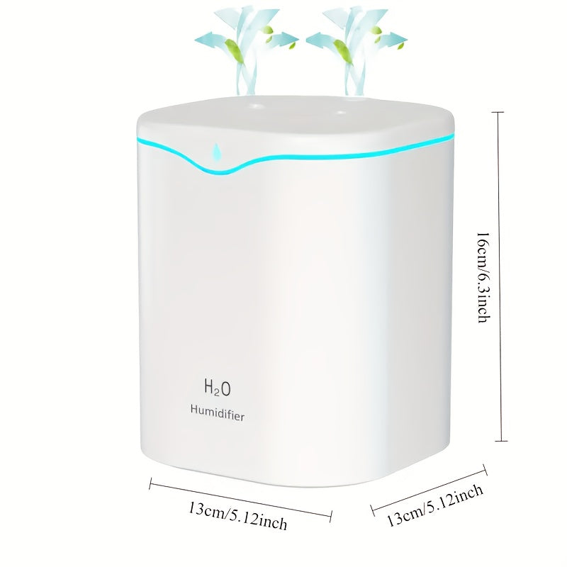 1 pieza, humidificador de niebla de gran capacidad de 2 litros, 67,63 onzas, portátil, humidificador de niebla dual de 2 litros para interiores, USB, difusor de aire con tecnología sonora, humidificador de aromaterapia, no requiere baterías, alimentado p