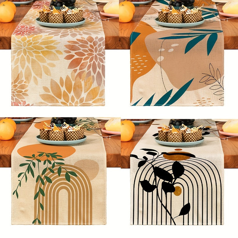 1 mantel individual bohemio de lino - Decoración cuadrada para cocina y comedor con diseños florales, hojas abstractas, geométricos y ramas de olivo, tonos tierra, decoración navideña para el hogar, decoración de cocina, tela texturizada