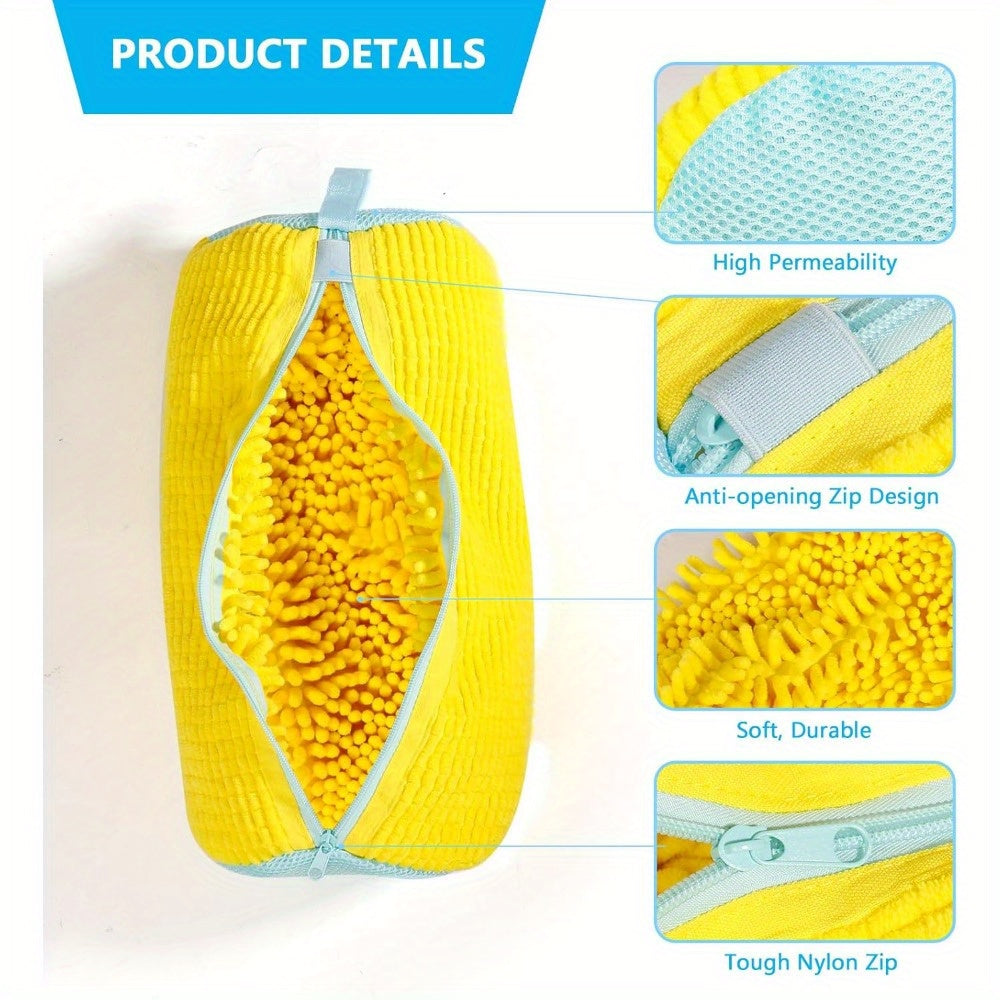 Bolsa Reutilizable para Lavar Zapatos - Cremallera de Nylon Duradera, Forro Acolchado Antiruido, Diseño Antiabertura Protege Zapatillas y Deportivas en Lavadora, Accesorio de Lavandería, Tela Chenille Suave, Bolsas para Ropa
