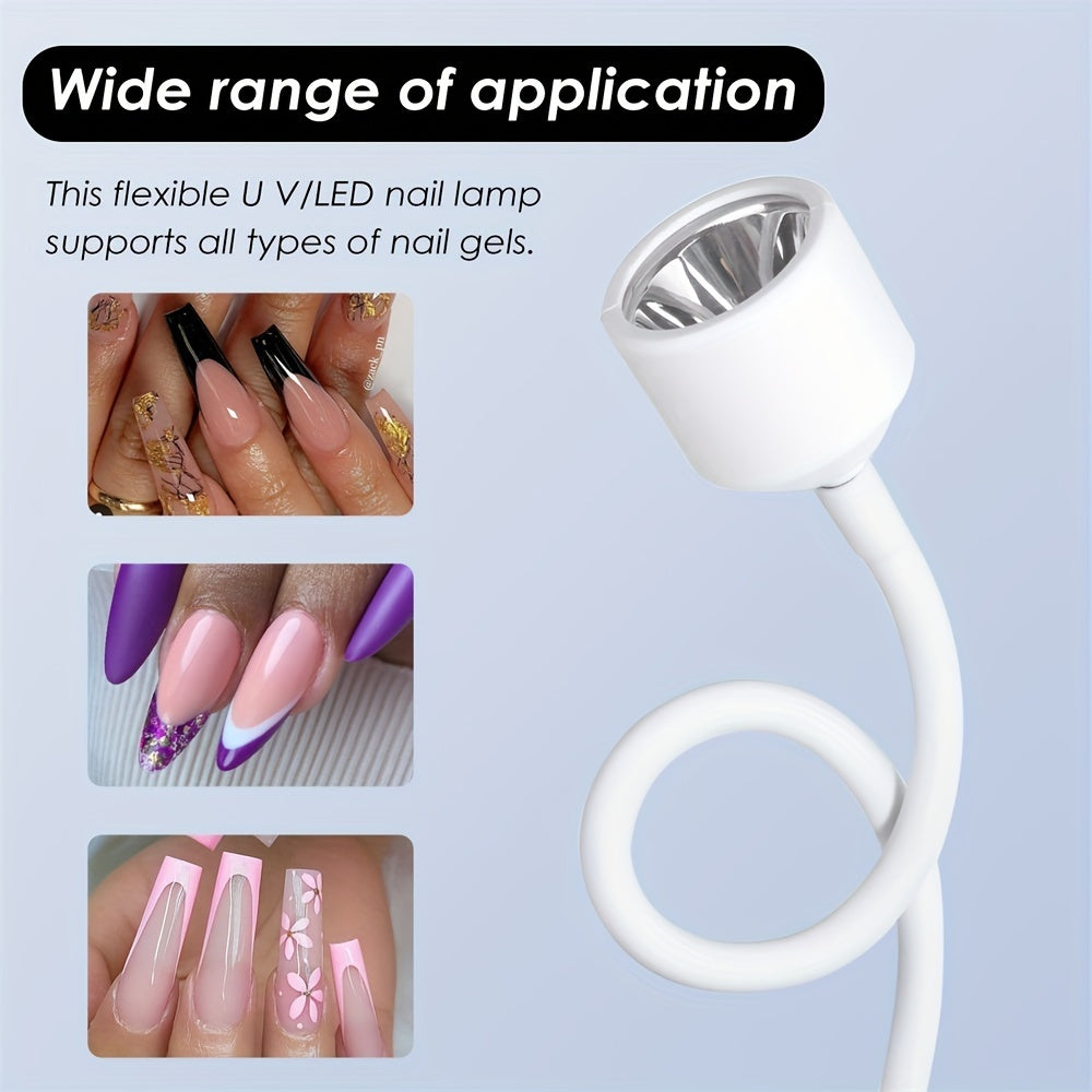 2 Piezas Lámpara Secadora de Uñas USB - Luz de Curado LED Rápida, Secadora de Uñas con USB sin Pantalla, Portátil para Hogar, Salón, Pedicura - Lámpara Compacta para Manicura y Pedicura Rápida, Diseño Elegante, Cuerpo Ligero de Plástico, Construcción Dur
