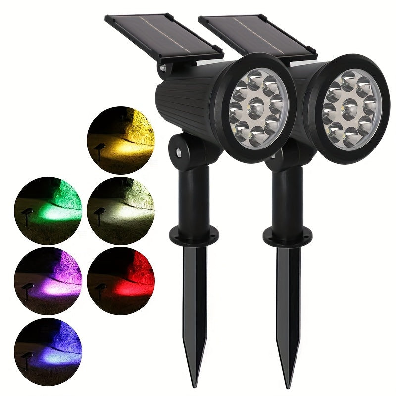 Juego de focos solares decorativos de 9 LED para jardín, ahorradores de energía, con base ajustable y cristales decorativos, ideal para exteriores, patio, balcón, césped, caminería, villa, área de juegos y decoración de Halloween